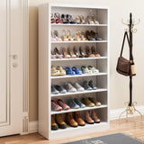VASAAOSD Tall Shoe Cabinet, 7-Tier Shoe Storage Cabinet with Adjustable Shelves, Freestanding Shoe Organizer, White Shoe Rack for Closet, Entryway, Hallway, Living Room (White)