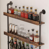 Woskar 5-Tier Wall Mounted Wine Rack, Floating Bar Shelves, Liquor Bottle Shelf Display, Holds 30+ Bottles, Space Saving (31.5" W x 79" H)