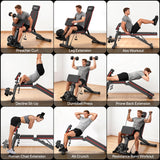 JOROTO Adjustable Weight Bench for Home Gym, 1000 LBS Foldable Incline Decline Flat Workout Bench with Leg Extension & Back Extension, Exercise Preacher Curl Bench for Full Body Training, Red MD55