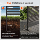 W Outdoor Privacy Screens, Metal Fence Privacy Screen, Freestanding Decorative Privacy Screen with Base Feet for Patio Balcony