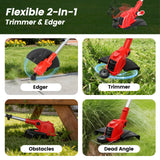 21V Weed Wacker Cordless String Trimmer with 2x4.0Ah Batteries & Fast Charger, 12" Automatic Feed Grass Trimmer, 2-in-1 Electric Weed Eater for Garden Edge Lawn Tool
