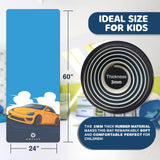 OMFLEX Kids Yoga/Exercise Mats – Premium Non-Slip Mats with Fun Prints for Kids Ages 5-13 – Dolphins, Car, and Supergirl Designs – Includes Carrying Strap