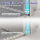 EASYWORC Frameless Pivot Shower Door 32"-34" W x 72" H, Swing Shower Glass Doors with Nano Explosion-Proof Film Tempered Glass 1/4"(6mm) Reversible Installtion, Brushed Nickel Finish