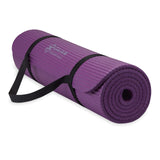 Gaiam Essentials Thick Yoga Mat Fitness & Exercise Mat with Easy-Cinch Carrier Strap, Purple, 72"L X 24"W X 2/5 Inch Thick, 10mm Gaiam