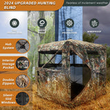 FUNHORUN Hunting Blind with Floor Mat, 360 Degree See Through Ground Blind for Deer Hunting, 2-3 Person Pop-up Hunting Deer Blind, Turkey Blind. FUNHORUN