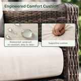 Varmoza Outdoor Swivel Rocker Patio Chair with Premium Cushion, High Back Wicker Patio Swing Glider for Deck, Porch, Patio and Poolside (Beige, 2 Pcs - Swivel Glider)