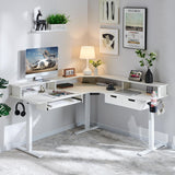 RedLemon 60 Inches L Shaped Electric Standing Desk, Height Adjustable Corner Gaming Desk with Drawers