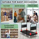 Heavy-Duty Platform Truck Cart with 2 Handrails and 6 of 6" Wheels 2200lbs Capacity Foldable Push Cart Dolly Large
