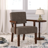 FAGAGA Accent Chair, Armchair with Solid Wood Frame and Legs, Brown