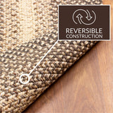 Super Area Rugs Large Braided Rugs 8X11 Farmhouse Living Room Rug - Ridgewood Braided Rug for Bedroom - Reversible Woven Rugs - Indoor/Outdoor - Made in USA - Brown Velvet/Beige, 8' X 11' Oval