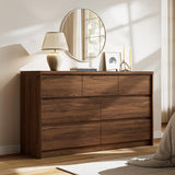Now Mais 3 Pieces Bedroom Set, 55 Inch Width 7-Drawer Dresser & 2-Drawer Nightstands Set of 2,Nightstand with USB Nightstand with USB&Type C Charging Station&Outlets,Modern Design for Bedroom, Walnut