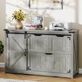 Halitaa 47.8” Farmhouse File Cabinet with Sliding Barn Door, Grey