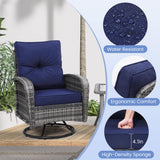 wildformers Luxury Outdoor Swivel Wicker Glider Patio Chairs with Table Set
