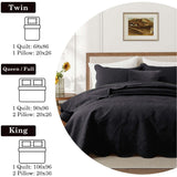 MOONLIGHT20015 10 Pack Queen Quilt Bedding Set (90" x 96") - Bulk Wholesale for Hotels, Guest Bedroom & Airbnbs - Lightweight Microfiber Reversible Floral Embossed Quilts Bedspreads (Black)