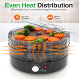 NutriChef Electric Countertop Food Dehydrator - Professional Multi-Tier Food Preserver - Dehydrates Fish, Meats, Mushrooms, Fruits & Vegetables - 5 Easy to Clean Stackable Trays., One Size, Black