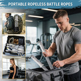 WITSPARKLLE Ropeless Battle Ropes, Adjustable Cordless Battle Ropes with Resistance Springs, Weighted Portable Workout Rope for Home Gym, Low-Impact HIIT Training Equipment for Men & Women (Gray)