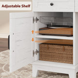 Executive Desk 60 Inch, Wooden Home Office Desk with Adjustable Storage Cabinet, Built-in Charging Port