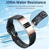 CNBRO Smart Bracelet Ultra Thin Fitness Tracker for Women Men Slim Health Band Sleep Heart Rate Monitor Pedometer Step Counter Lightweight Ladies Wearable Activity Tracker, Silicone & Nylon Strap
