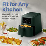Chefman Air Fryer – 4-in-1 Slim 3.5 QT Airfryer, Air Fry, Bake, Dehydrate, Frozen, 450°F Max Temp for Extra Crispy Results in Minutes, Nonstick Ceramic Coating, Dishwasher-Safe Accessories - Green