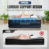 KNZZO Twin Air Mattress with Built-in Pump, 18" Top Inflatable Mattress with Waterproof Flocking Fabric, Three-Minute Quick-Inflatable Bed. Portable Blow Up Mattress for Home, Outdoor and Guests