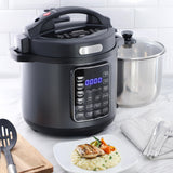 MegaChef 6 Quart 11-in-1 Electric Pressure Cooker, Multi-Cooker with Stainless Steel Crock, 11 Preset Functions