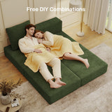 Living&Giving Cloud Sectional Couch for Living Room, Modular Boneless Couch with 1 Ottoman, Middle-seat Can Be Combined with Modular Sofa, Customizable Layout for Any Space, Green