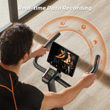 HitGo Exercise Bike, Magnetic Resistance/Brake Pad Stationary Bike with Exclusive App, 300lb Weight Capacity Indoor Bike with Soft Seat Cushion, Silent Belt Drive, Heavy Flywheel and LCD Monitor