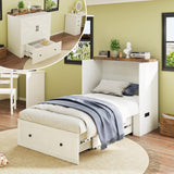 LUXOAK Queen Murphy Cabinet Bed with with Storage & Charging Station