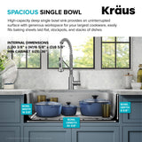 KRAUS Premier 32 3/8 inch Undermount Single Bowl 18-Gauge Stainless Steel Kitchen Sink with Bottom Grid and Strainer, KBU44