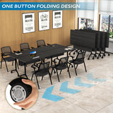 Rolling Folding Conference Table, Modular 61.0IN Pack of 4 Dark Grey-A for Office, School, Classroom, Library, Meeting, Seminar