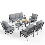 MIXPATIO 7-Piece Patio Conversation Set, Swivel Chairs, 2 Ottomans, Grey