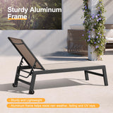 PURPLE LEAF Chaise Lounge Outdoor Set of 2 with Wheels, Aluminum, Beige