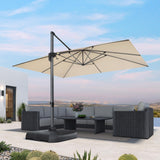 PURPLE LEAF Patio Cantilever Umbrella 10' x 13' Large Space for Pool Beige