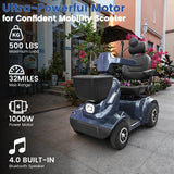 MobiCyc 32 Miles Heavy-Duty 4-Wheel Mobility Scooter for Seniors &Adults