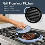 Best Choice Products Non-Stick Pot & Pan Cookware Set, Cast Iron, 2Qt Skillet W/Lid, 10" Grill Or Griddle Pan W/Press, 6Qt Enameled Dutch Oven