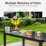 PHI VILLA Patio Expandable Metal Dining Table for 6-8, Black