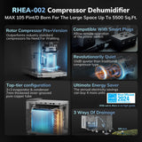 5500 Sq.Ft Energy Star Most Efficient 2024 Dehumidifier,AEOCKY Max 105 Pint/Day Smart Compressor Dehumidifier with Drain Hose,Intelligent Humidistat,for Basement,Bedroom,Home,Bathroom