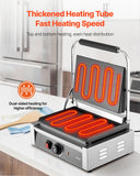VEVOR Commercial Panini Grill, 1800W Electric Sandwich Panini Maker, Stainless Steel Sandwichs Press Grill with Handle and Temp Control, 13.5x9.3 in Full Flat Enamel Plate, for Hamburger Steak Bacon
