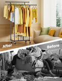 Double Rods Clothes Rack, Rolling Clothing Rack with Wheels, Metal Clothing Racks for Hanging Clothes, Portable Garment Rack Sturdy Closet Rack Trending Coat Rack for Laundry Bedroom Living Room