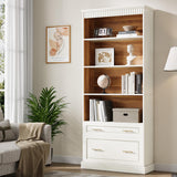 5-Shelf Bookcase with File Cabinet Drawer, 72" Tall Bookshelf