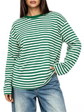Womens Long Sleeve Tops Oversized Striped T Shirts Y2K Fall Clothes 2XL