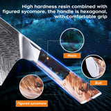 FINDKING Nebula Series Cleaver Knife, Multipurpose Chinese Chef Knife, 10Cr15CoMov Damascus Steel Blade, Resin and Figured Sycamore Handle, Full Tang, 7 Inch, Blue, for Meat, Vegetable Shredding