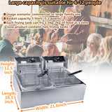 Commercial Deep Fryer with Basket, 3400W 12.7QT/12L, Detachable Large Capacity Stainless Steel Countertop Electric Oil Fryer with Temperature Control for Restaurant or Home Use