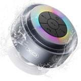 Bluetooth Shower Speaker,XO Portable Shower Speakers IP67 Waterproof with Suction Cup,Built-in Mic and Dynamic LED Lights,Handsfree Wireless Speaker for Bathroom, Party, Beach