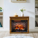 SOFTSEA Electric Fireplace Heater Mantel, with Remote Control and Removable Caster Wheel, 28" TV Media Entertainment Center with Electric Fireplace, 4 Adjustable Brightness, 1500W Heater, Dark Oak