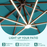 10 X 13 FT Cantilever Outdoor Patio Umbrella with LED Lights