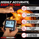 Alpha Grillers Meat Thermometer Digital - Kitchen Oven Thermometer for Cooking Food, Grilling, BBQ Smoker - 7 Preset Temperature Alerts, Timer