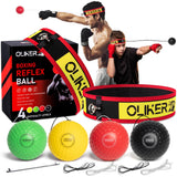 OLIKER Boxing Reflex Ball for Adults and Kids, 4 Levels Boxing Ball with Adjustable Headbands, Perfect for Reaction, Agility, Punching Speed (Set-1)