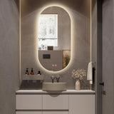 Niccy Oval LED Bathroom Vanity Mirror, 48x24inch Frameless Backlit Mirror with Light, Smart Anti-Fog Waterproof Mirror with Memory Function Dimmable Lighted Mirror