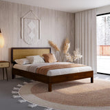 Bme Nipe King Bohemian Bedframe with Adjustable Wicker Headboard - Walnut